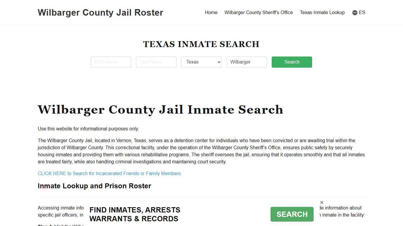 Wilbarger County Jail Roster Lookup, TX, Inmate Search